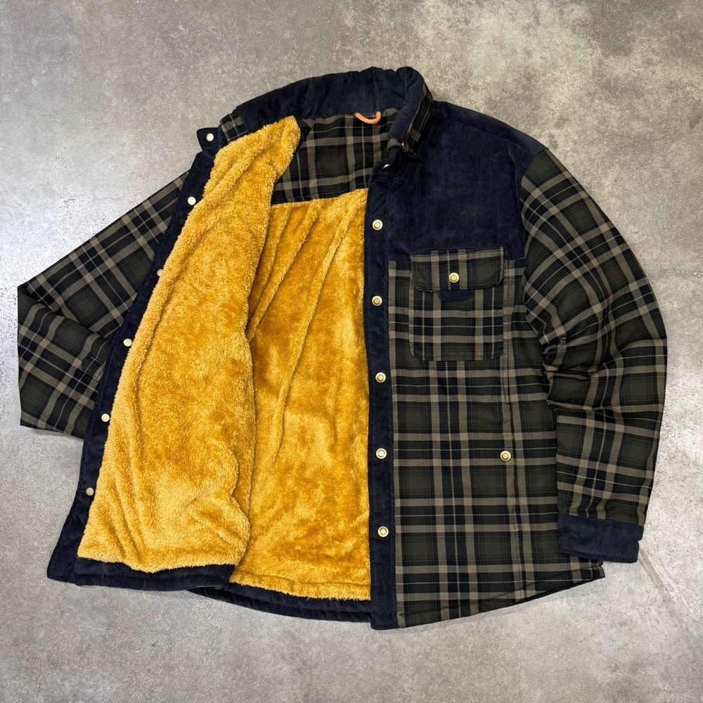 Plaid Plush Fleece Lined Chore Coat Barn Jacket Workwear - Picture 3 of 8